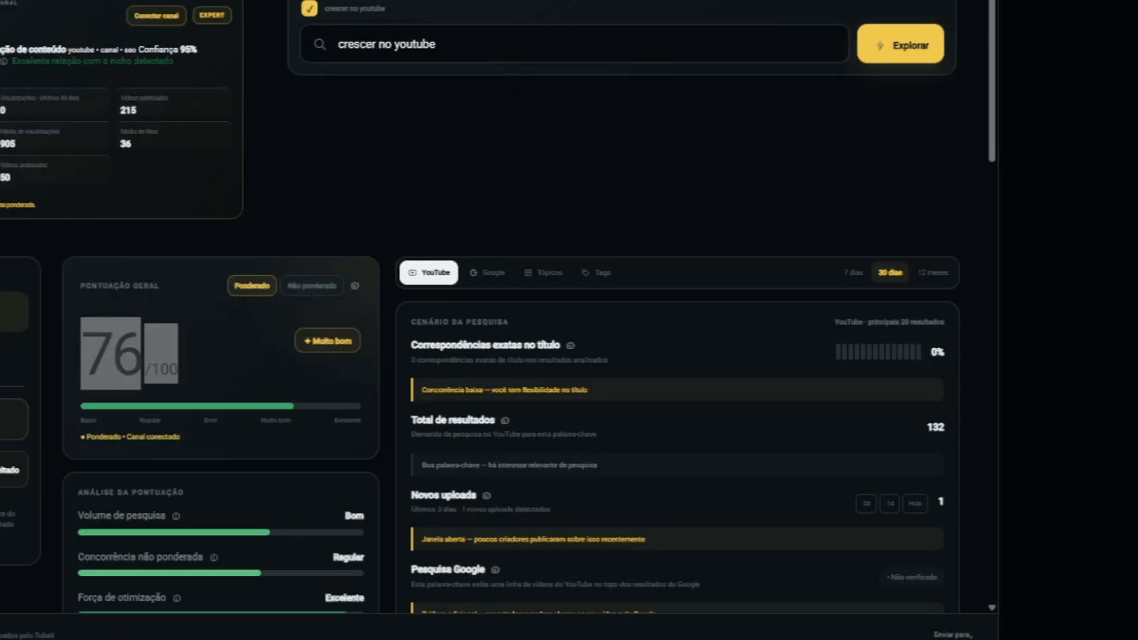 TubeX Keyword Explorer em uso